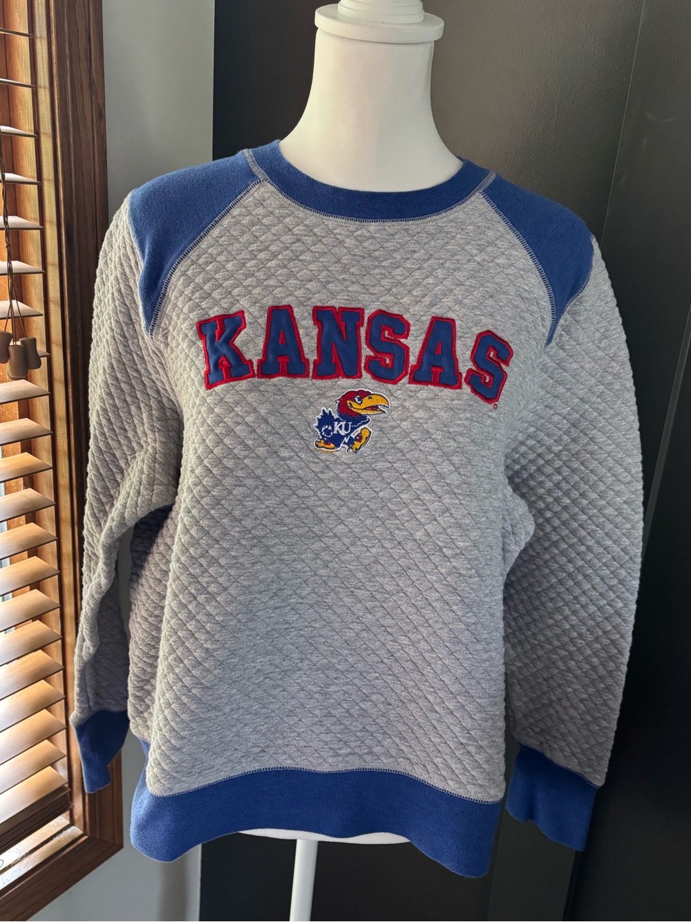Kansas Jayhawks Y2K Collegiate Quilted Sweatshirt XL